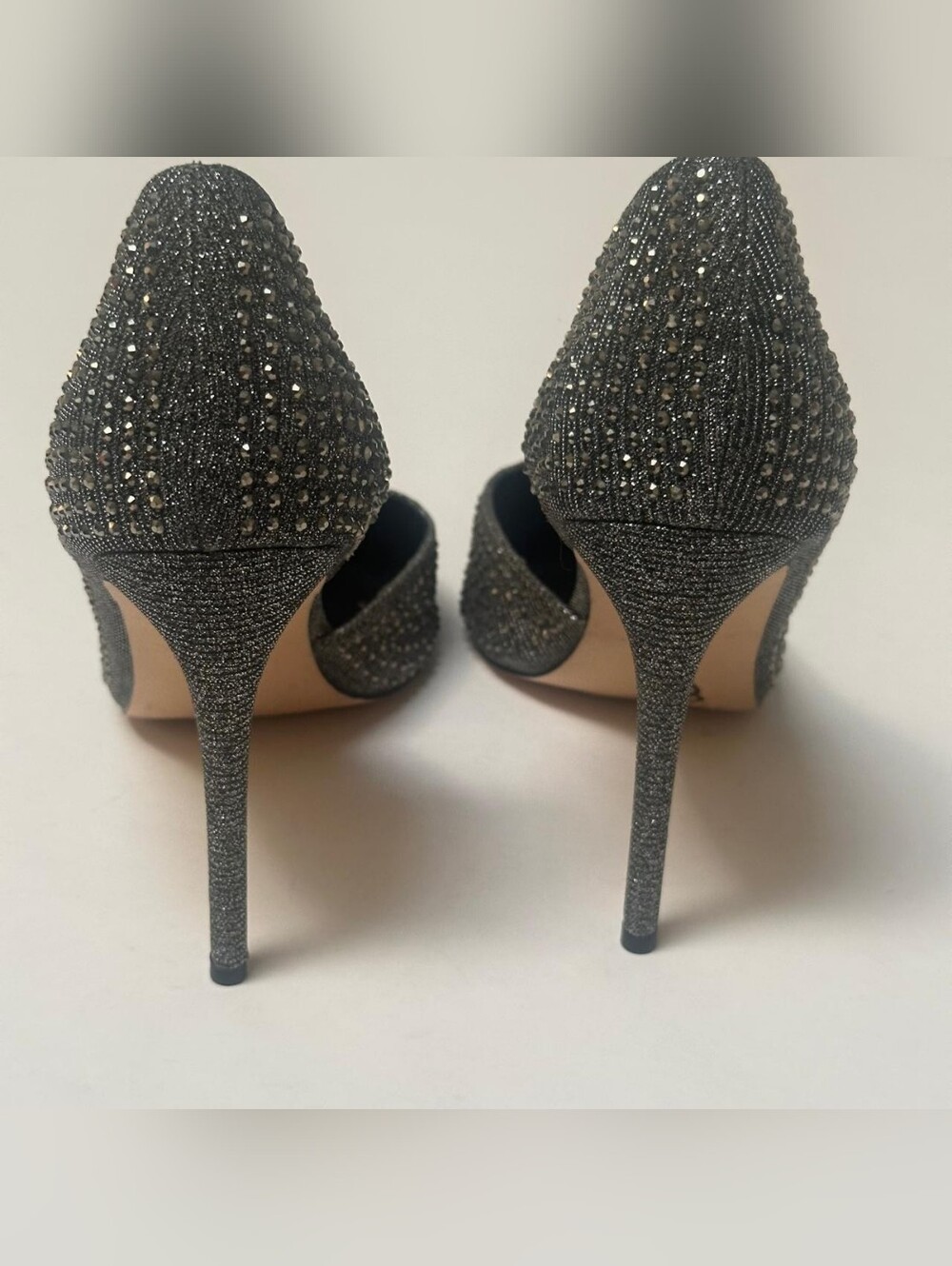 Steve Madden Proper Rhinestone Pointed Toe D'Orsay Pumps Silver Gray Womens 8.5 - Picture 7 of 10